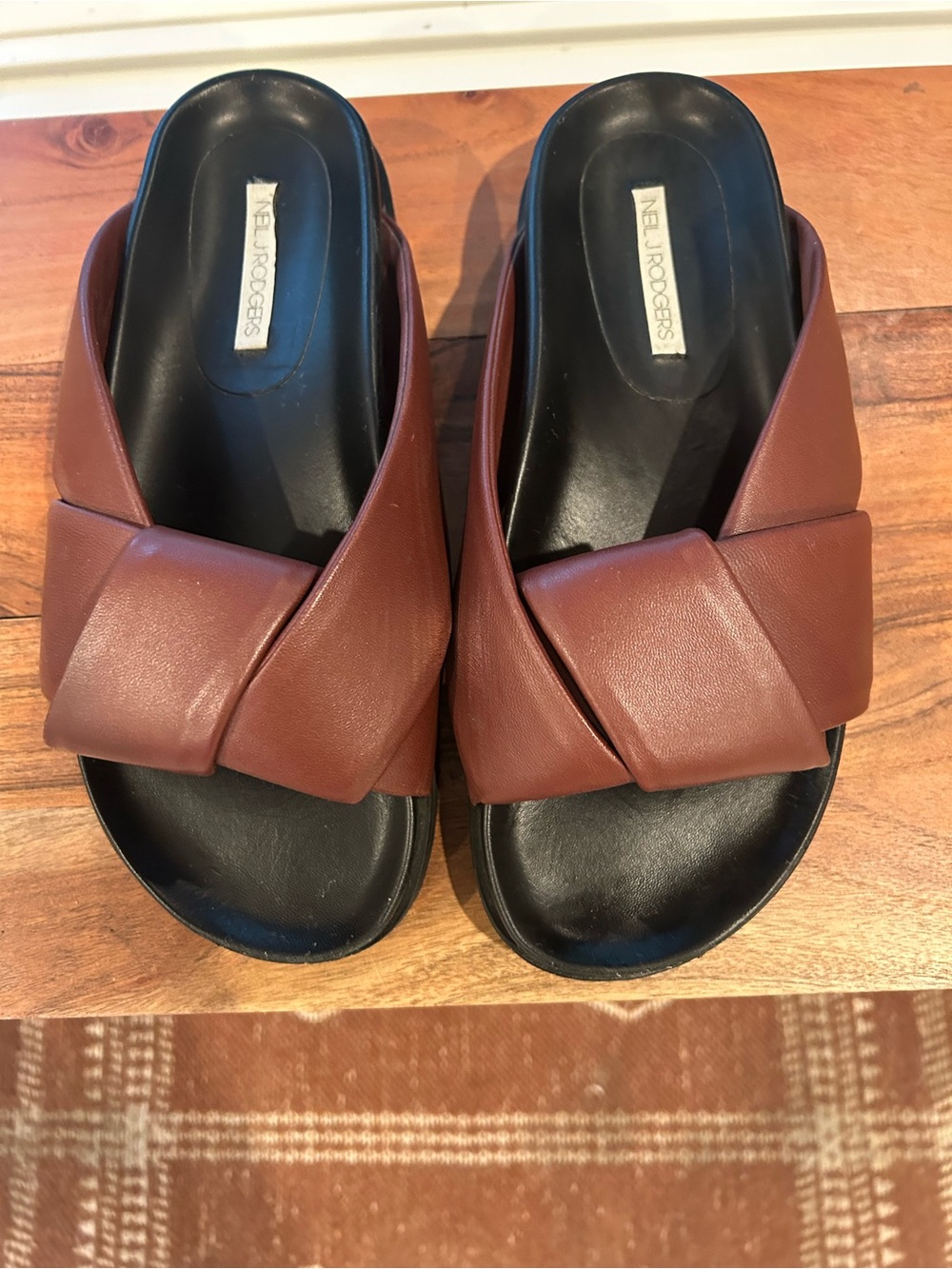 Neil J Rodgers OBI SLIDE Italian Leather Brown Crossover Slide Mules - Picture 2 of 16